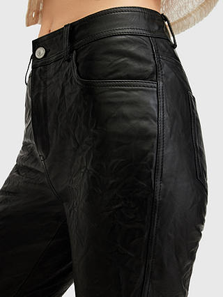 AllSaints Pearson Leather Bootcut Trousers, Black