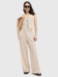 AllSaints Deri Lyn Wide Leg Tailored Trousers, Cream White