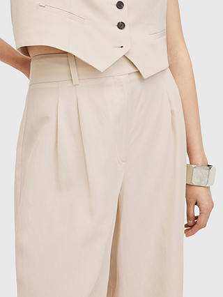 AllSaints Deri Lyn Wide Leg Tailored Trousers, Cream White