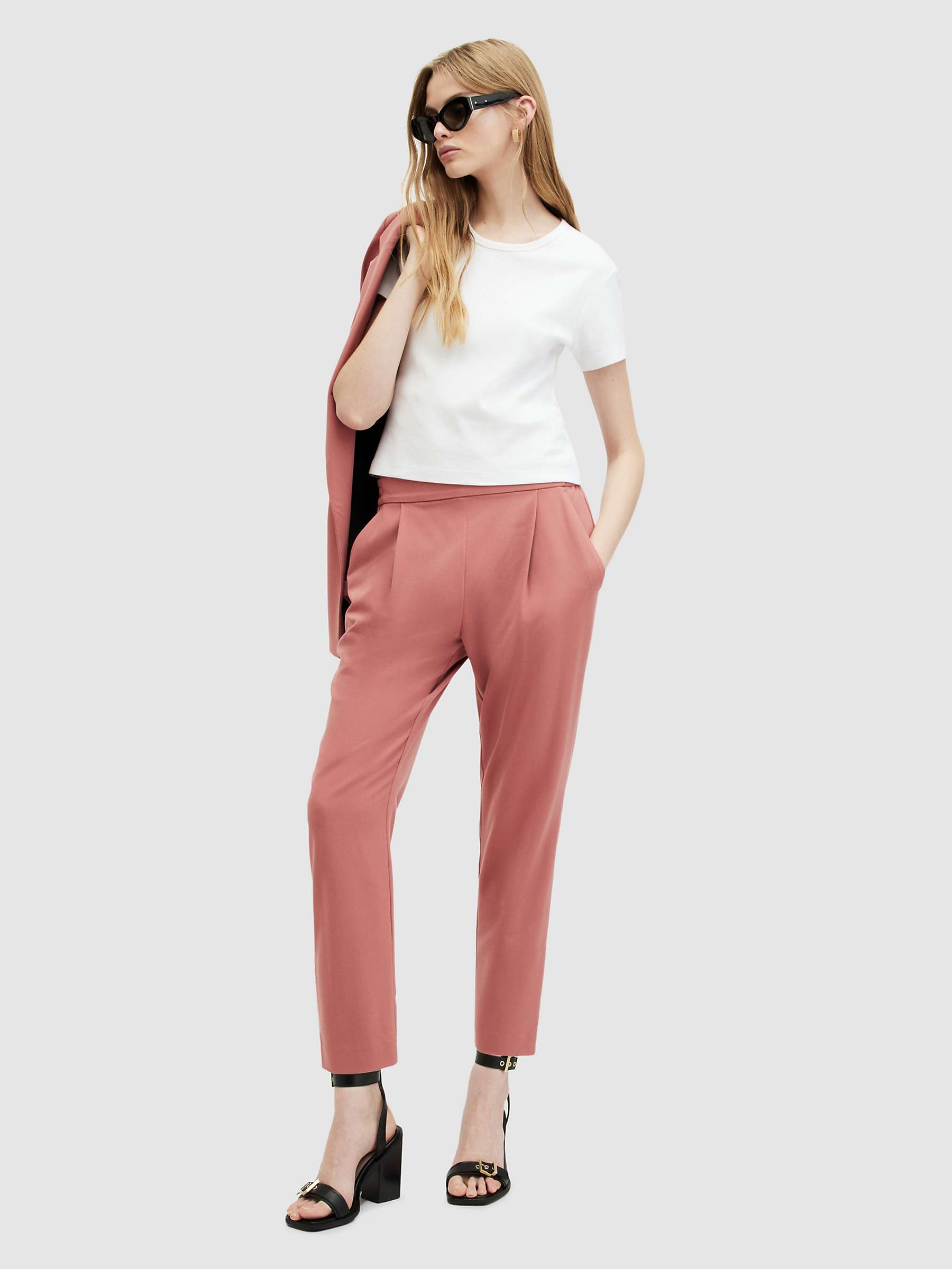 Buy AllSaints Aleida Ankle Grazer Trousers, Rich Pink Online at johnlewis.com