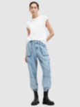 AllSaints Mila High Rise Relaxed Cuffed Jeans, Light Indigo