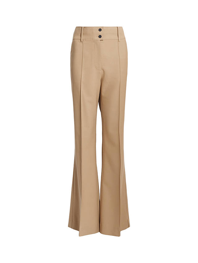 AllSaints Sevenh Wool Blend Flared Trousers, Camel Brown