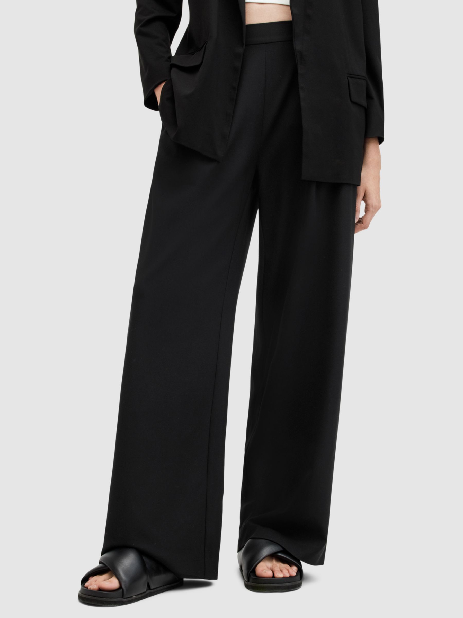 AllSaints Aleida Wide Leg Trousers, Black