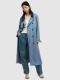 AllSaints Kikki Oversized Trench Coat, Petrol Blue