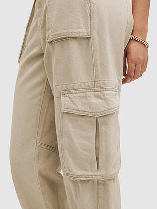 AllSaints Frieda Denim Cargo Trousers, Natural White