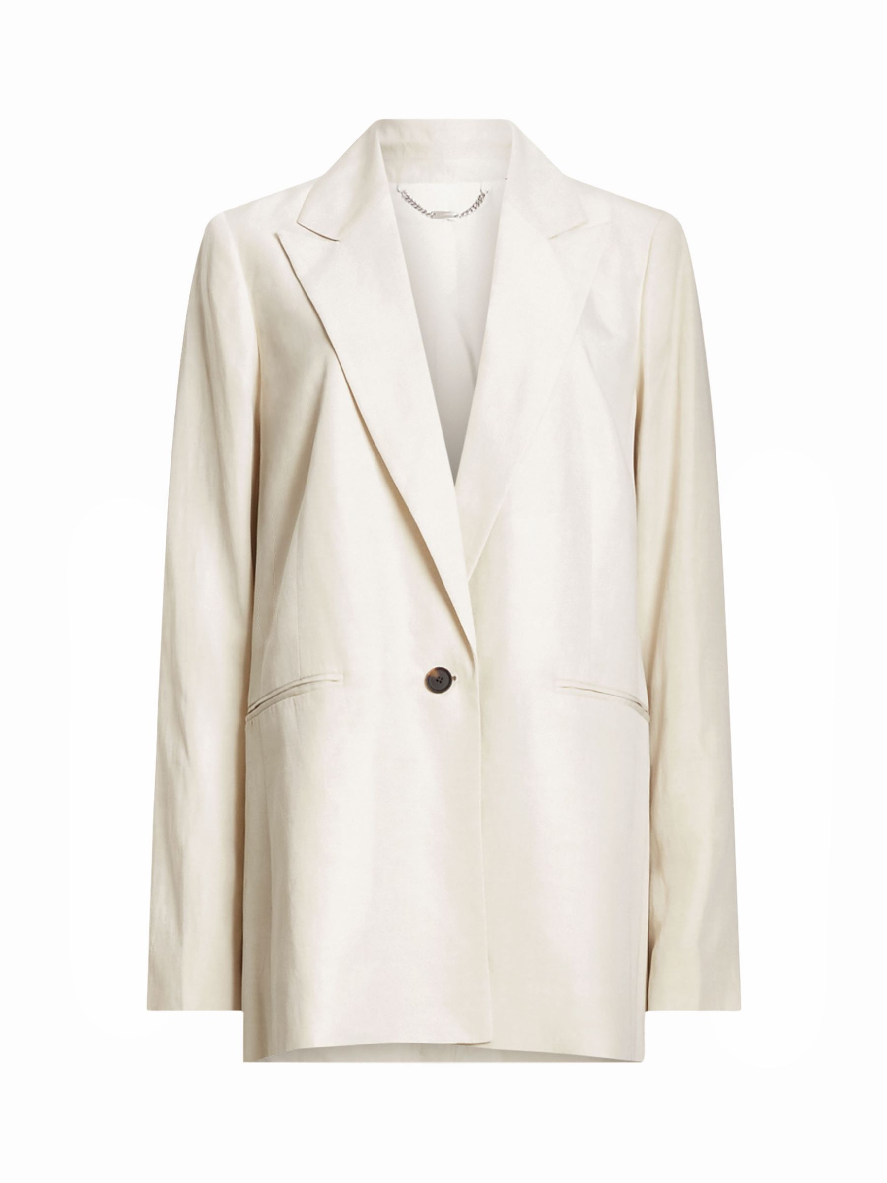 AllSaints Deri Lyn Linen Blend Blazer, Cream White, 10