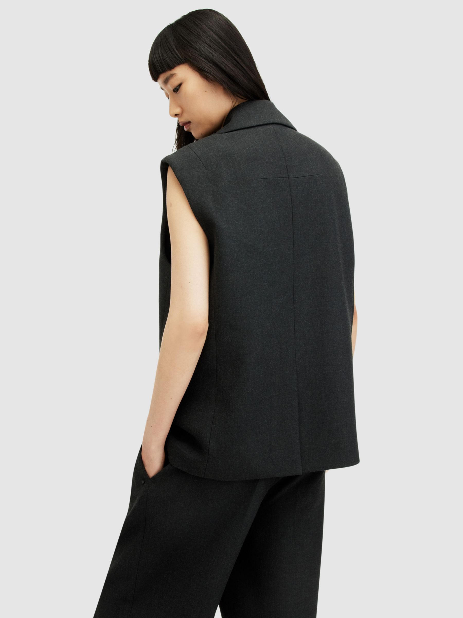 Buy AllSaints Sammey Relaxed Waistcoat, Charcoal Grey Online at johnlewis.com