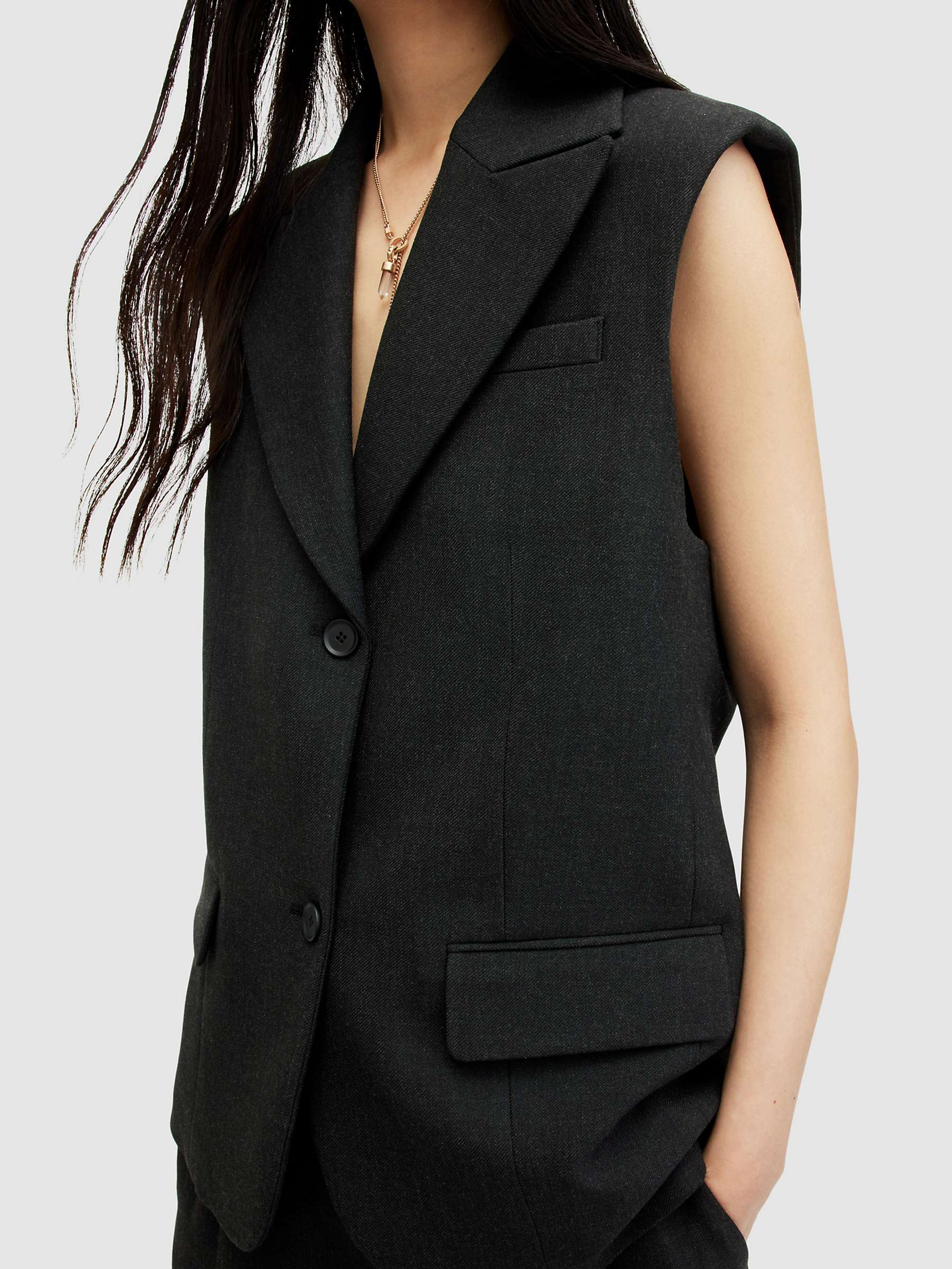 Buy AllSaints Sammey Relaxed Waistcoat, Charcoal Grey Online at johnlewis.com