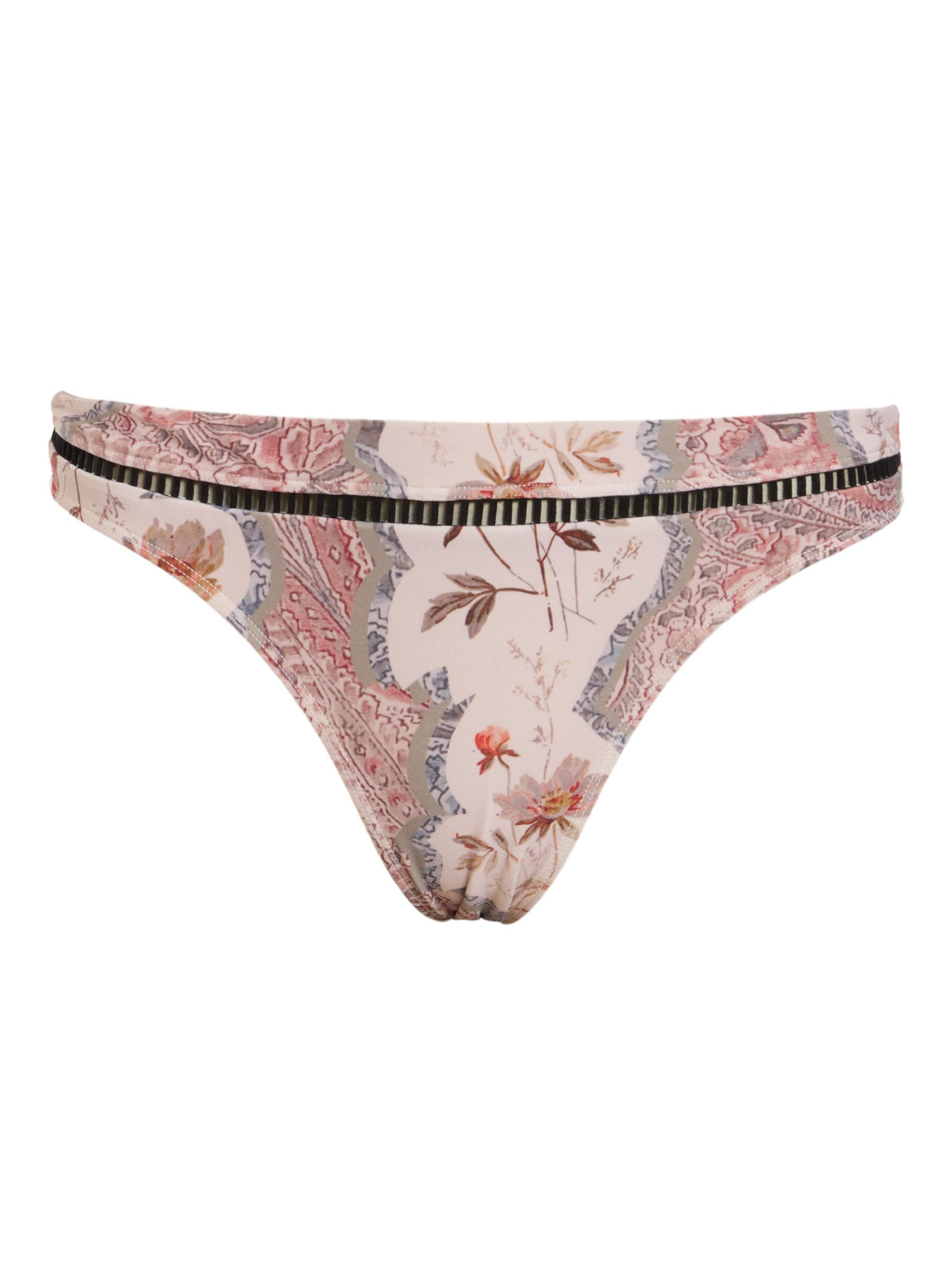 AllSaints Gorah Floral Print Bikini Bottoms, Cascade Clay Pink/Multi, L