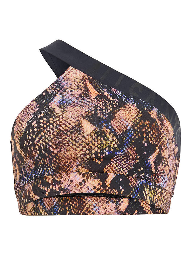AllSaints Dara Snake Print Asymmetric Neck Bikini Top, Tahoe Brown