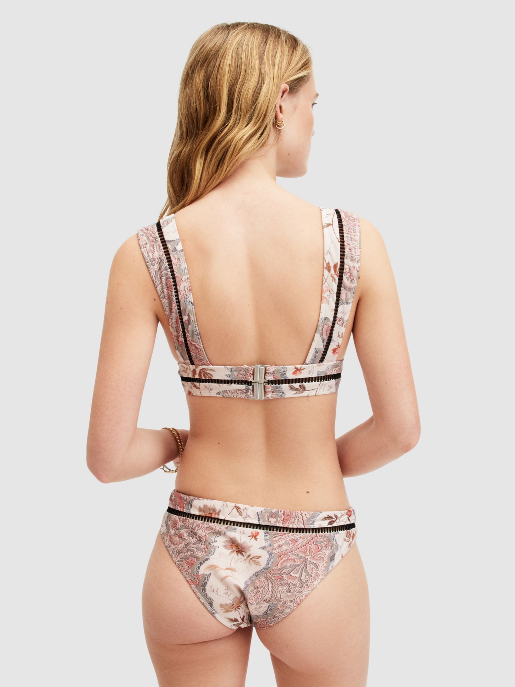 Buy AllSaints Gorah Floral Plunge Bikini Top, Cascade Clay Pink/Multi Online at johnlewis.com