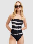 AllSaints Curtis Abstract Print Bandeau Swimsuit, Black/White
