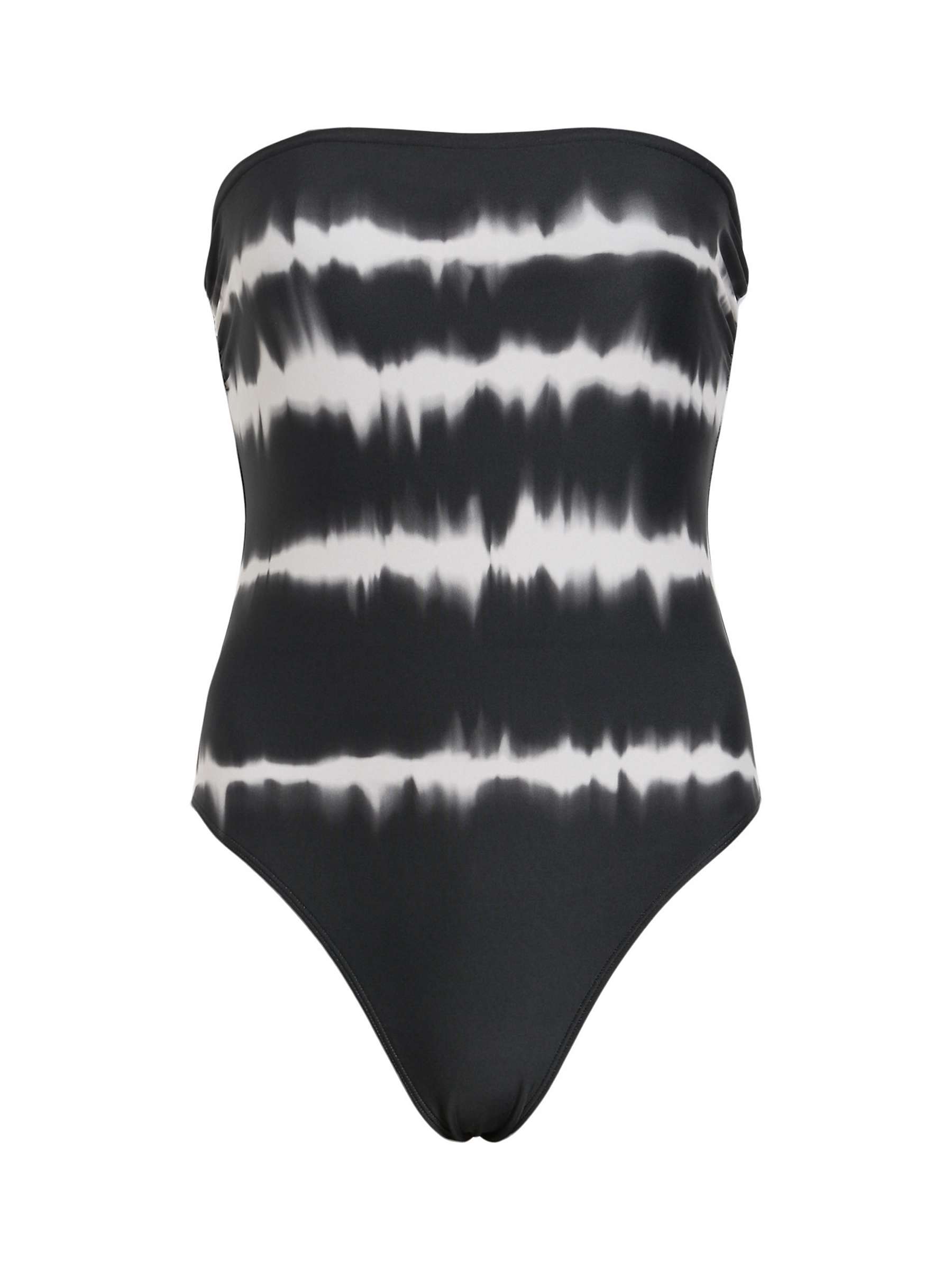 Buy AllSaints Curtis Abstract Print Bandeau Swimsuit, Black/White Online at johnlewis.com