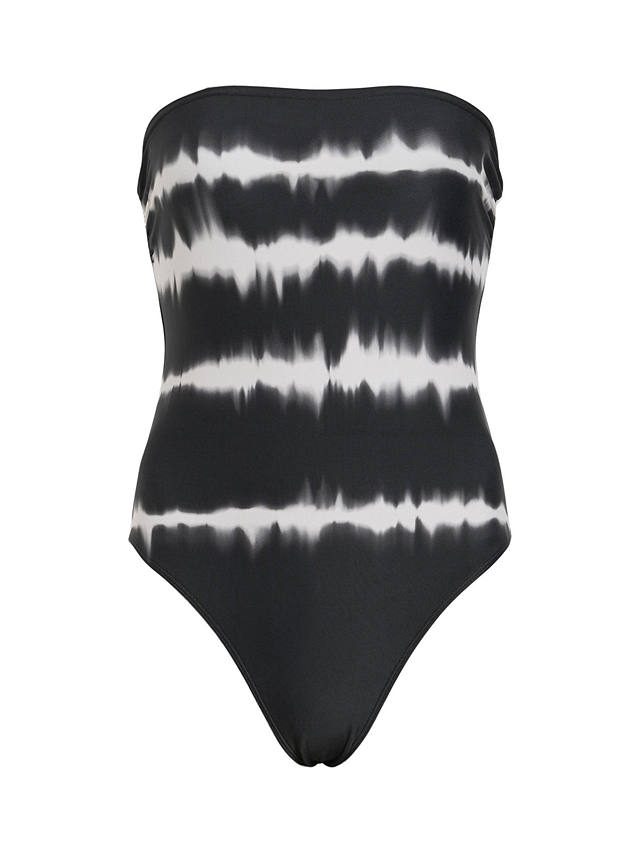 AllSaints Curtis Abstract Print Bandeau Swimsuit, Black/White