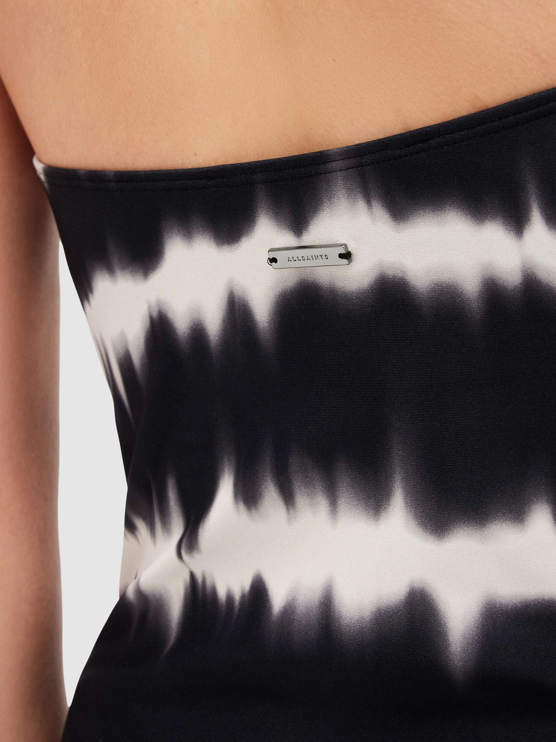 Buy AllSaints Curtis Abstract Print Bandeau Swimsuit, Black/White Online at johnlewis.com
