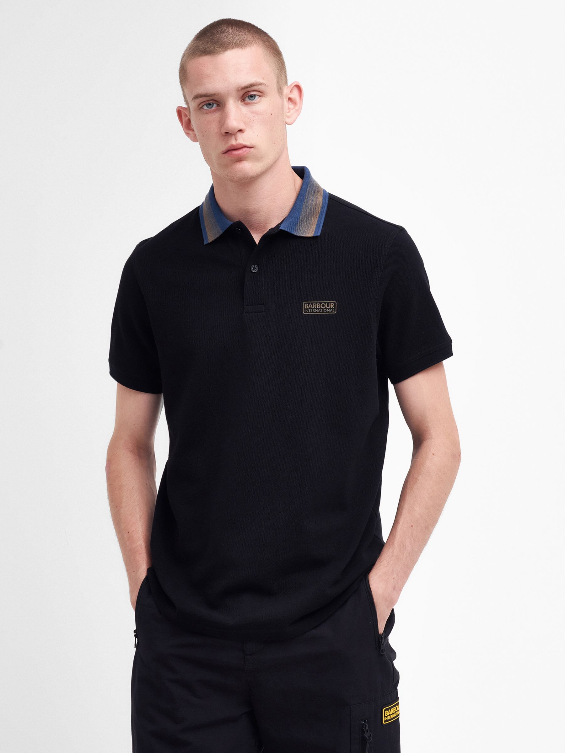 Barbour International Gourley Polo Shirt, Black at John Lewis & Partners