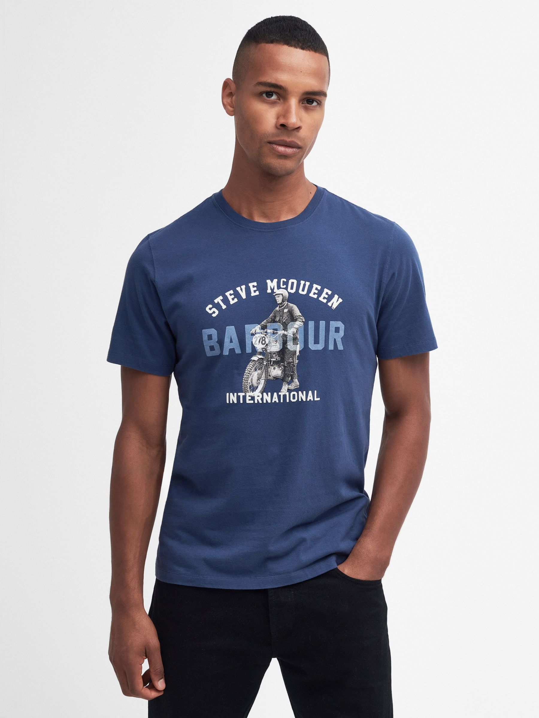 Barbour International Speedway T-Shirt, Navy at John Lewis & Partners