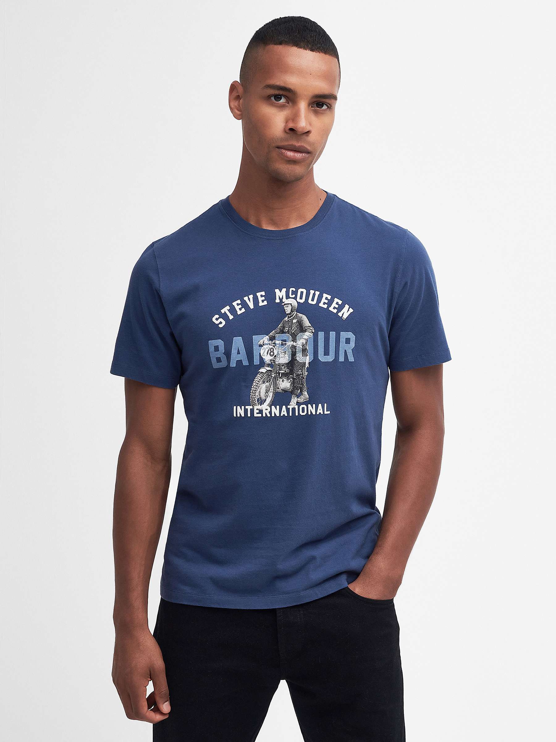 Buy Barbour International Speedway T-Shirt, Navy Online at johnlewis.com