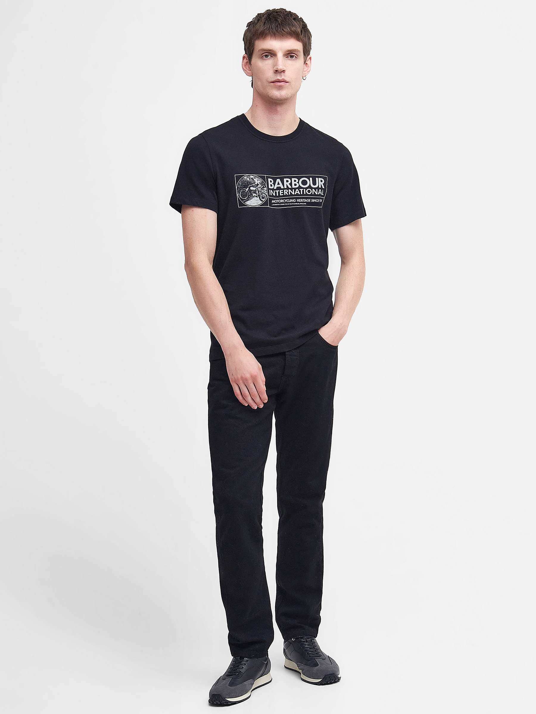 Buy Barbour International Cotton Chisel Crew Neck T-Shirt, Black Online at johnlewis.com