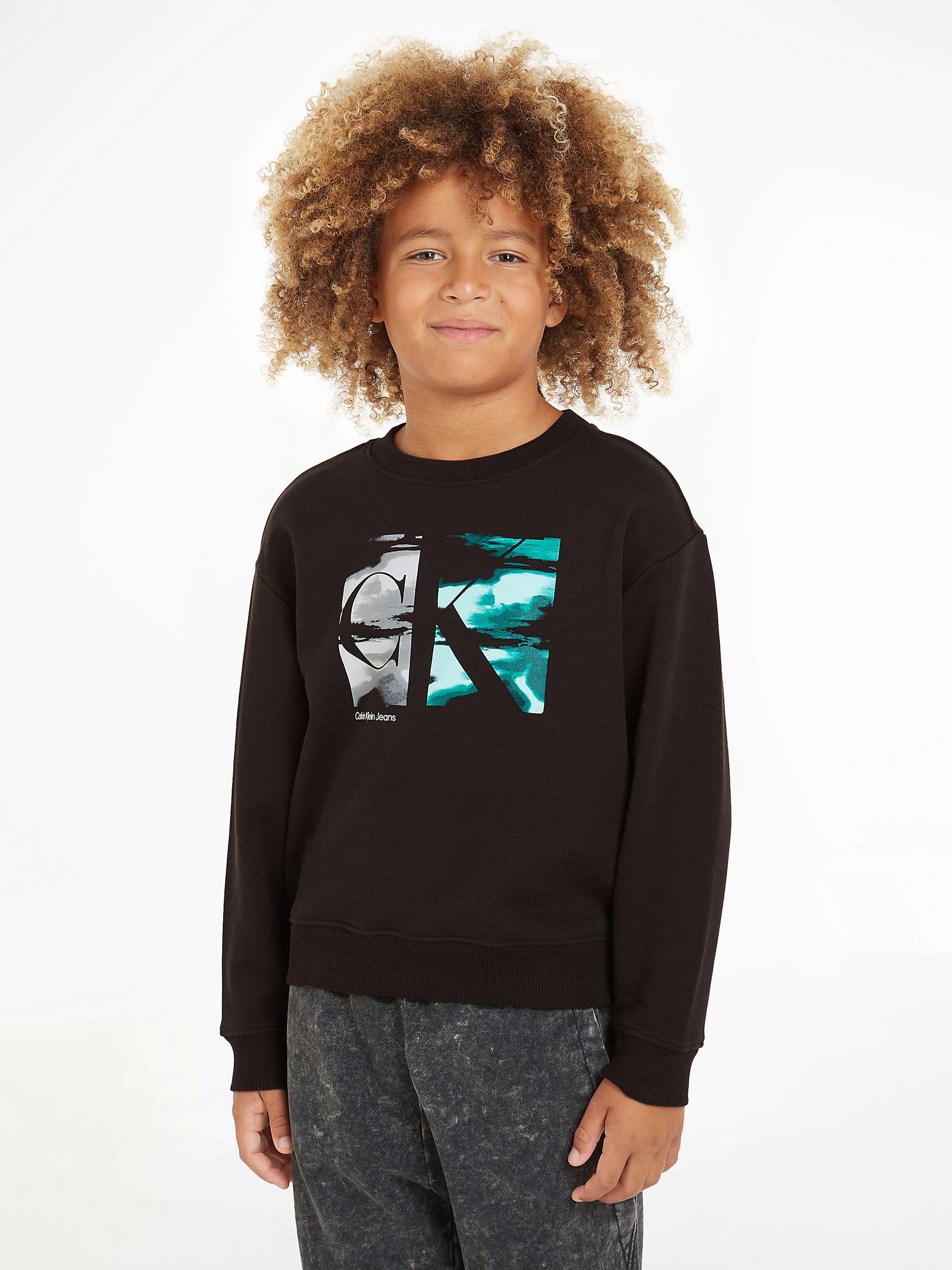 Buy Calvin Klein Kids' Serenity Monogram Jumper, Black Online at johnlewis.com