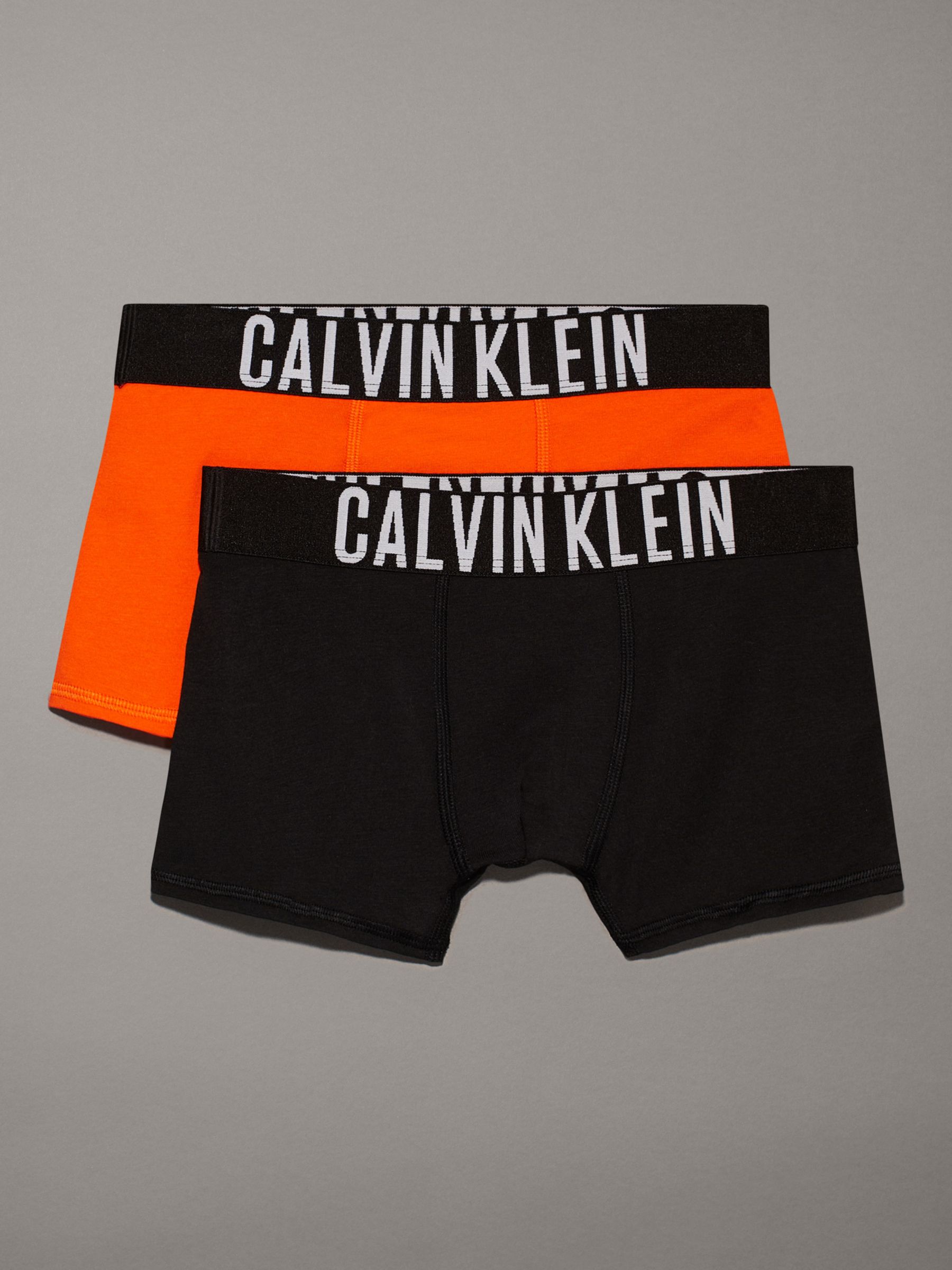 Calvin Klein Kids' Logo Solid Trunks, Pack of 2, Danger Orange/Black, 10-12 years
