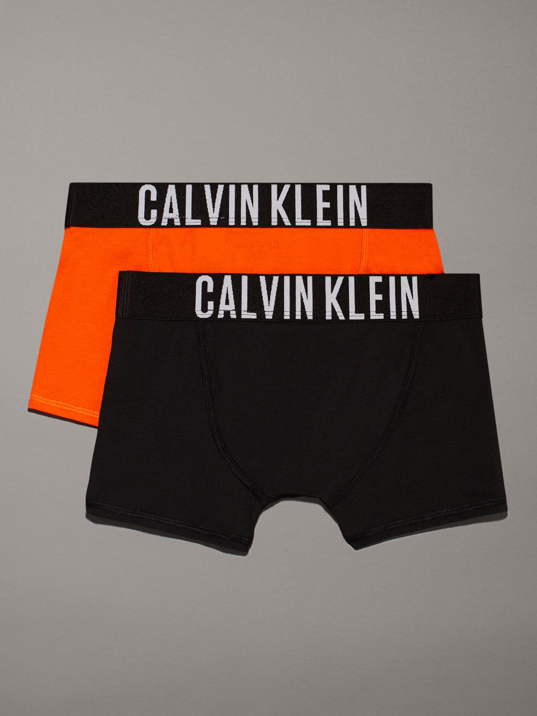 Calvin Klein Kids' Logo Solid Trunks, Pack of 2, Danger Orange/Black, 10-12 years