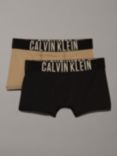 Calvin Klein Kids' Logo Solid Trunks, Pack of 2, Molded Clay/Black