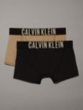 Calvin Klein Kids' Logo Solid Trunks, Pack of 2, Molded Clay/Black