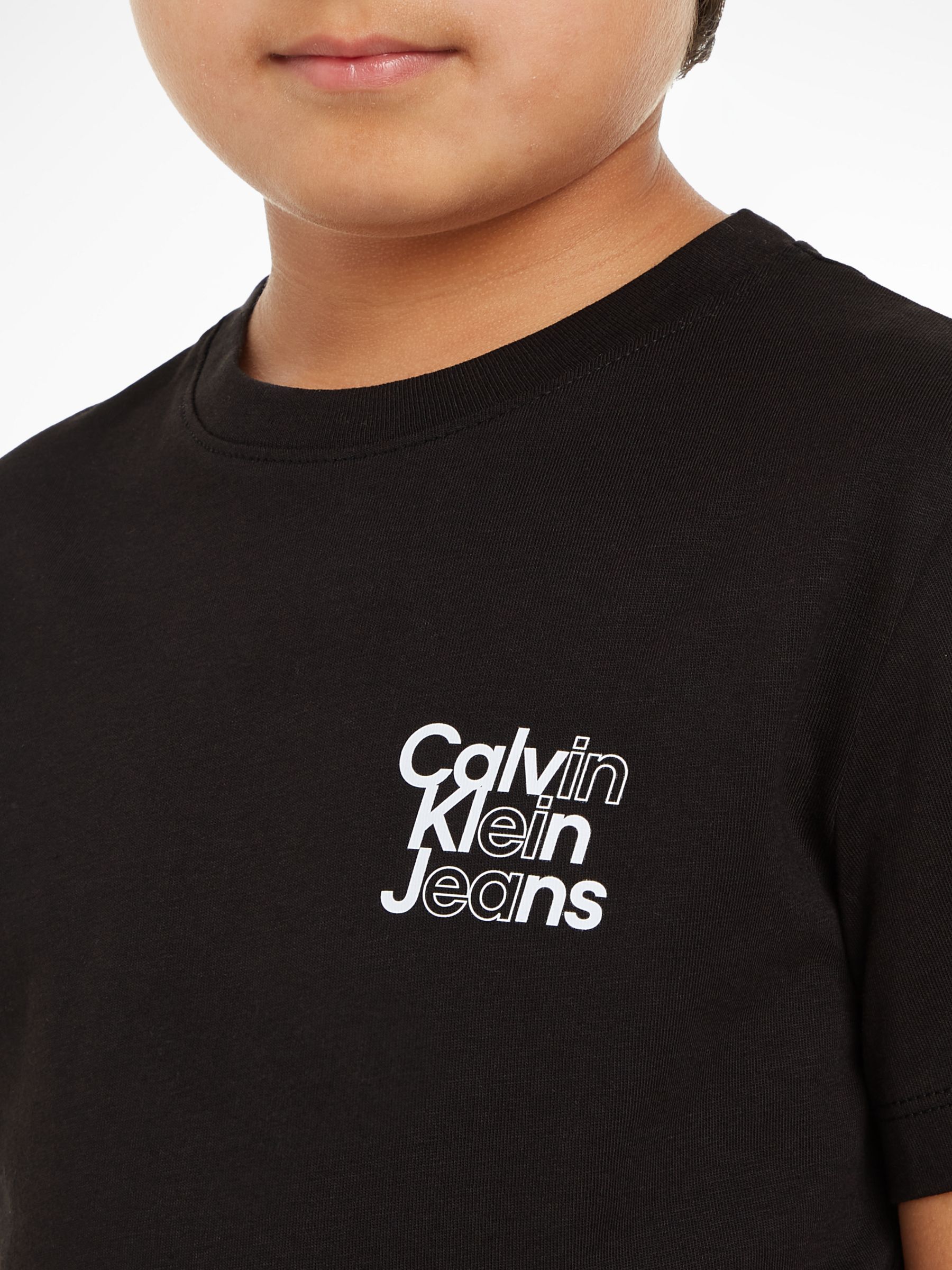 Buy Calvin Klein Kids' Logo Short Sleeve T-Shirt, Black Online at johnlewis.com