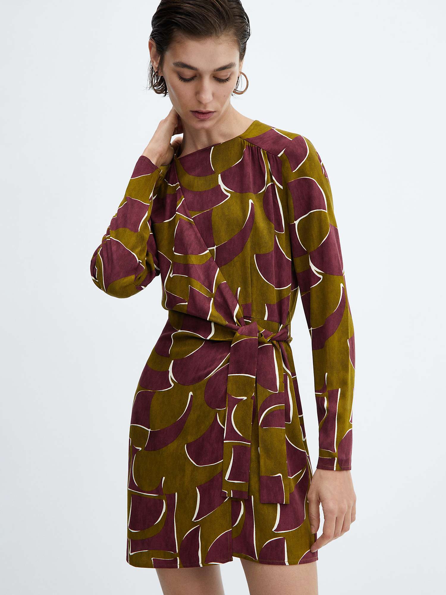 Buy Mango Madie Knotted Wrap Dress, Dark Red/Multi Online at johnlewis.com