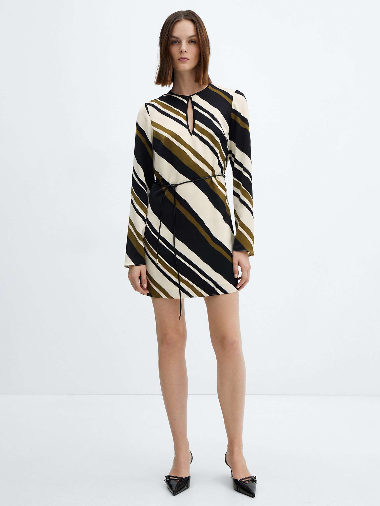 Buy Mango Marti Diagonal Stripe Mini Dress, Black/Multi Online at johnlewis.com