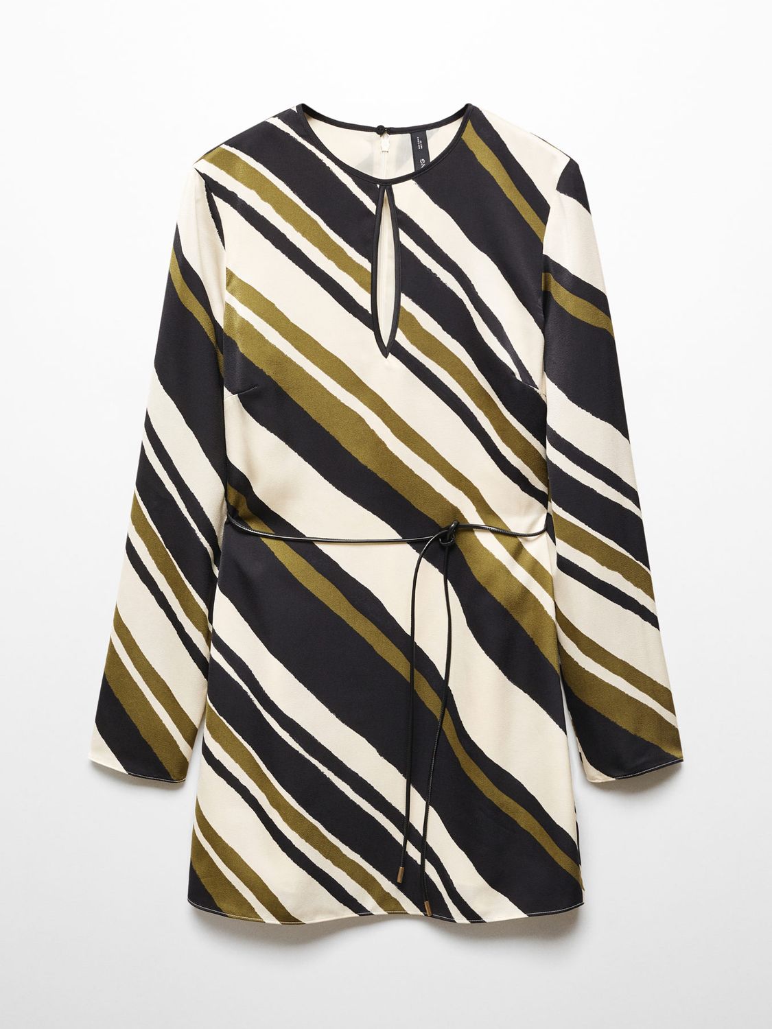 Mango Marti Diagonal Stripe Mini Dress, Black/Multi, 6