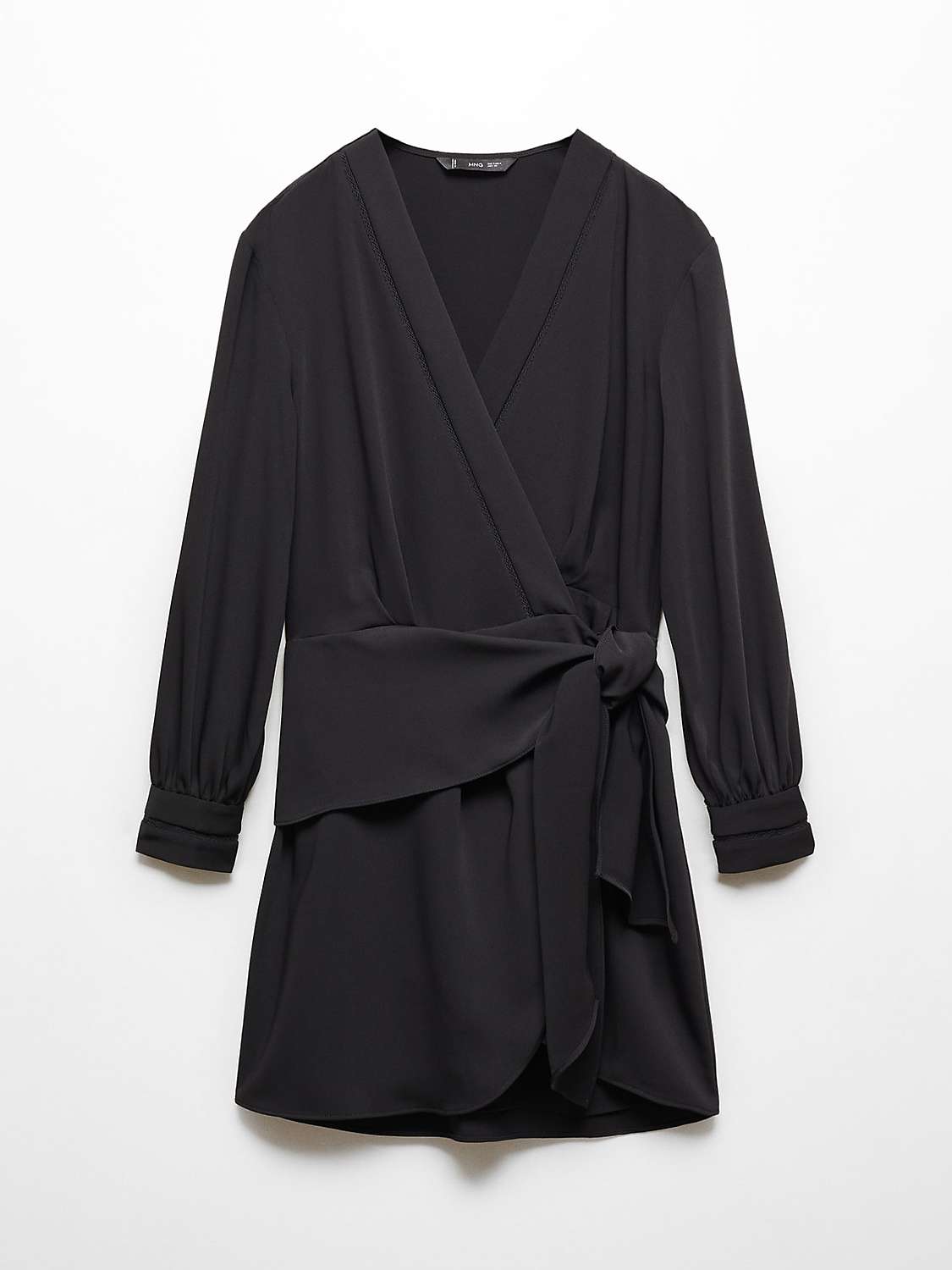 Buy Mango Amelia Bow Wrap Mini Dress, Black Online at johnlewis.com