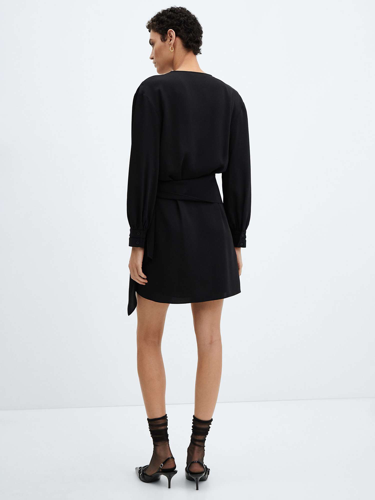 Buy Mango Amelia Bow Wrap Mini Dress, Black Online at johnlewis.com