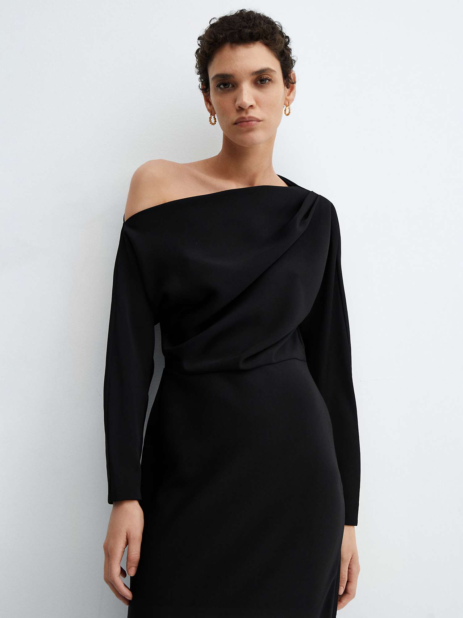Buy Mango Cris Asymmetric Neck Maxi Dress, Black Online at johnlewis.com