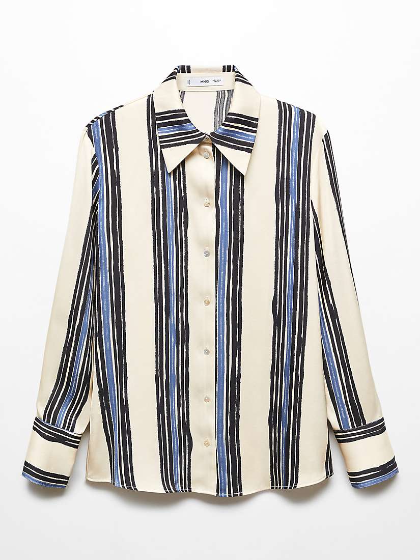 Buy Mango Ivanka Block Stripe Satin Shirt, Light Beige/Multi Online at johnlewis.com