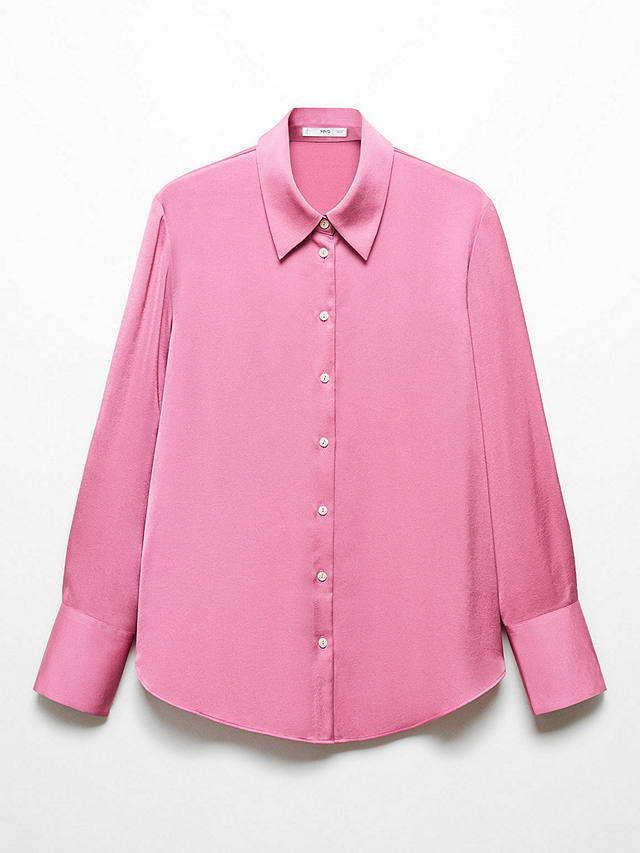 Mango Ideale Satin Shirt, Bright Pink
