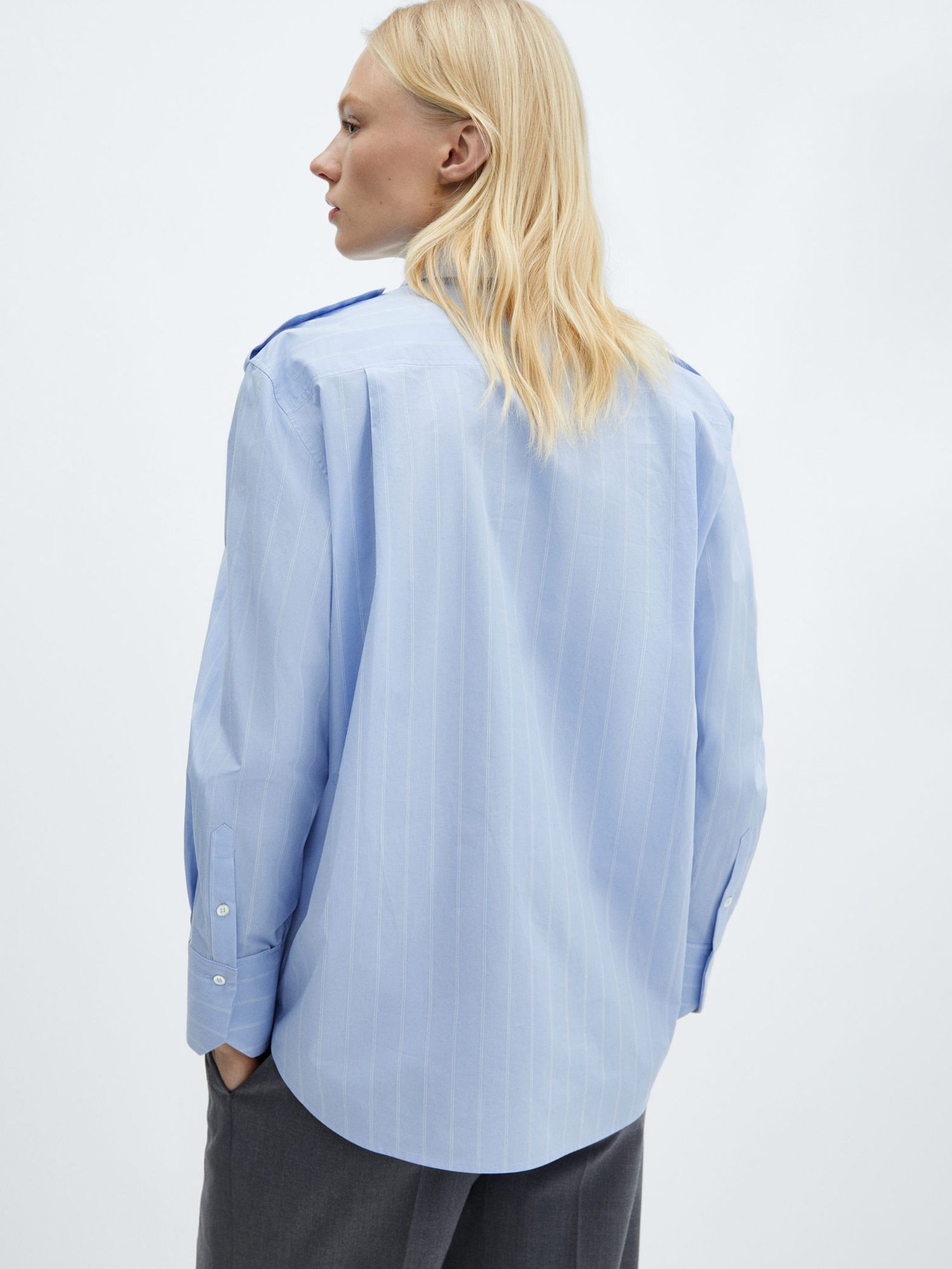 Buy Mango Mateos Striped Cotton Shirt, Blue Online at johnlewis.com