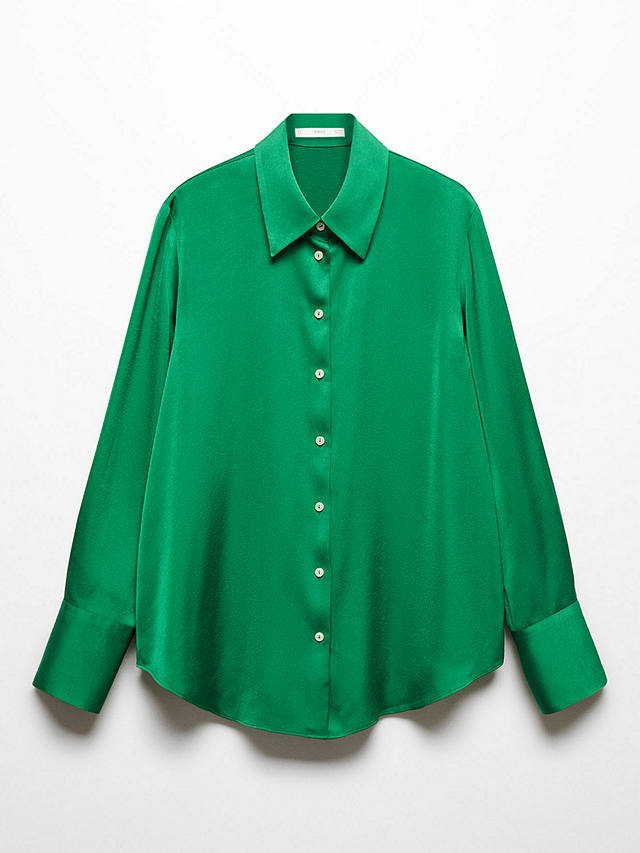 Mango Ideale Satin Shirt, Green