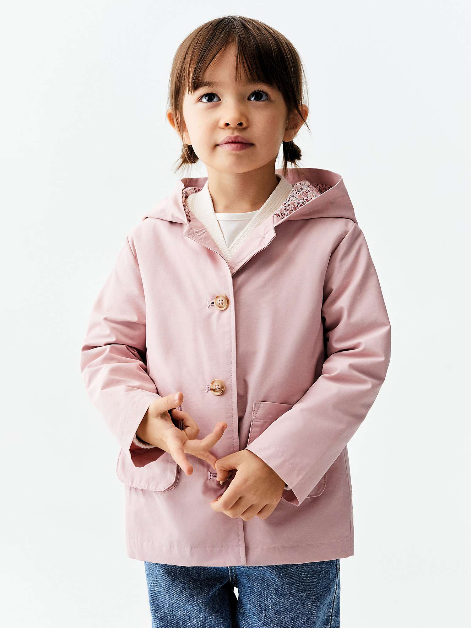 Buy Mango Baby Grace Button Through Hooded Jacket, Pink Online at johnlewis.com