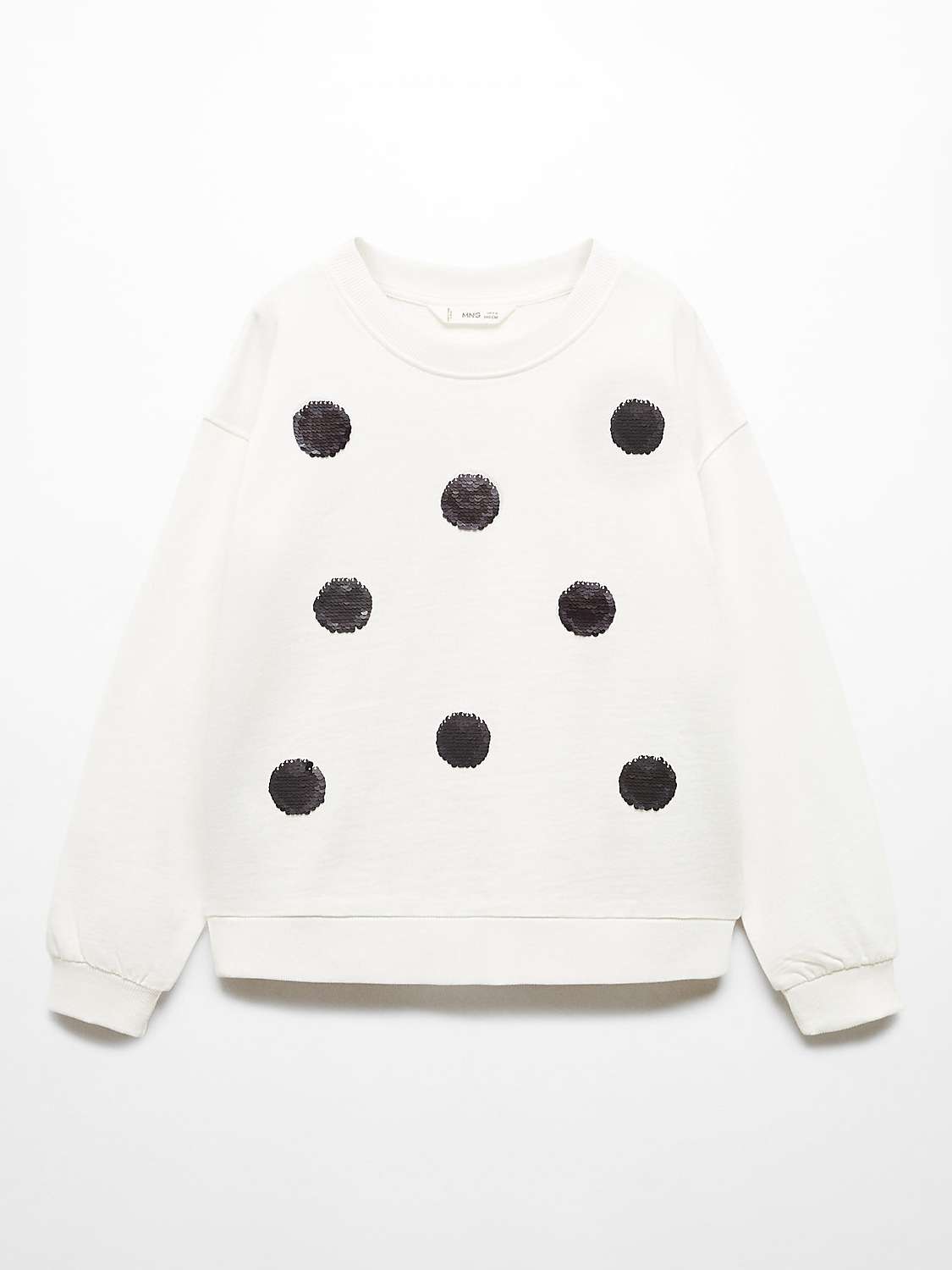 Buy Mango Kids' Topito Sequin Spot Sweatshirt, Natural White Online at johnlewis.com