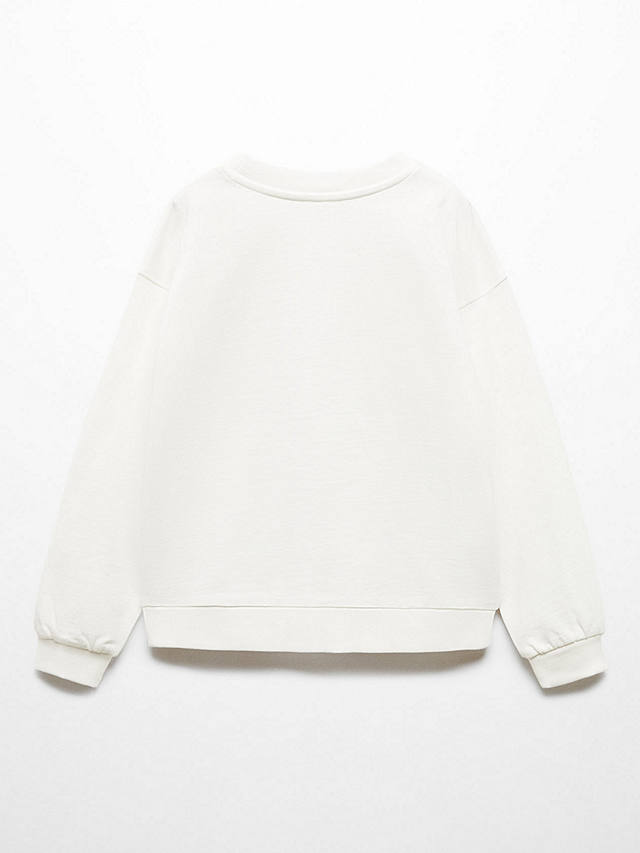 Mango Kids' Topito Sequin Spot Sweatshirt, Natural White