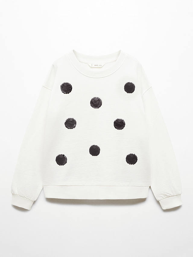 Mango Kids' Topito Sequin Spot Sweatshirt, Natural White