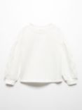 Mango Kids' Troquel Embroidered Sleeve Sweatshirt, Natural White