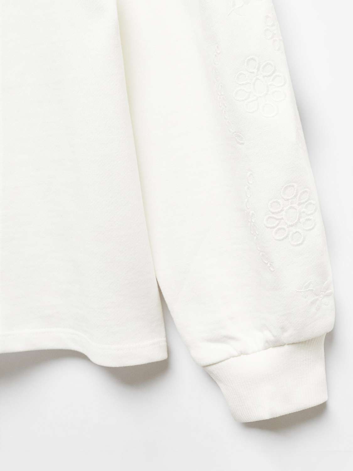 Buy Mango Kids' Troquel Embroidered Sleeve Sweatshirt, Natural White Online at johnlewis.com