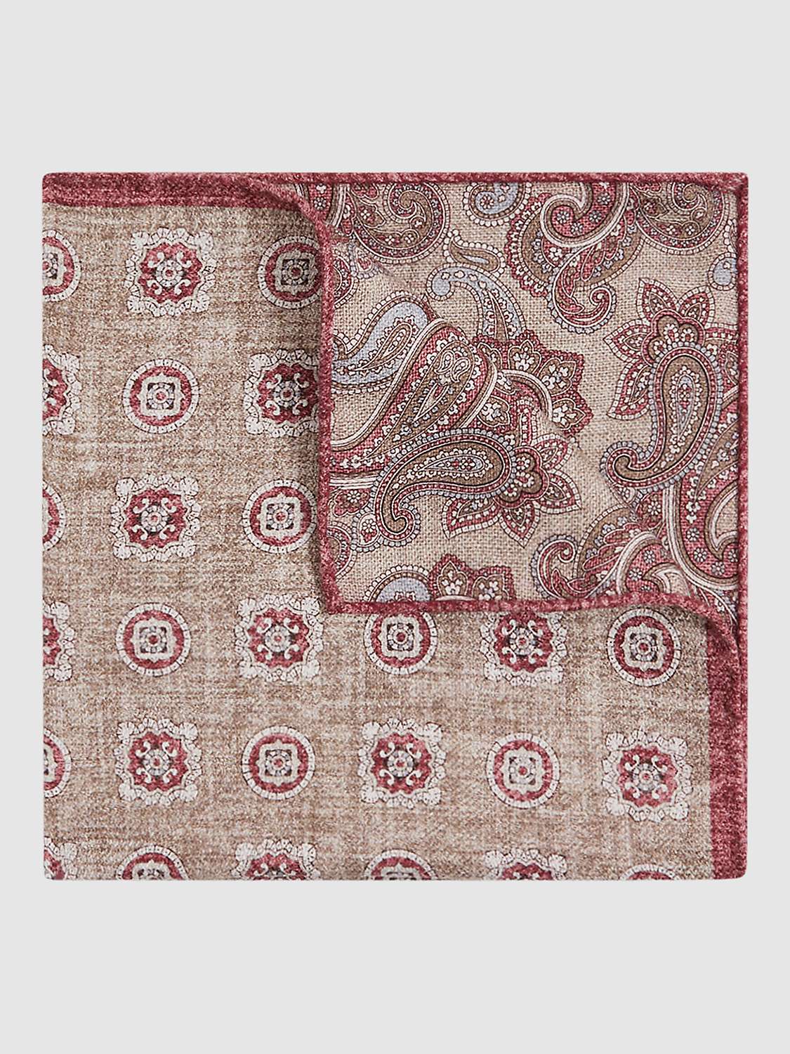 Buy Reiss Tindari Small Medallion Print Silk Handkerchief, Oatmeal/Rose Online at johnlewis.com