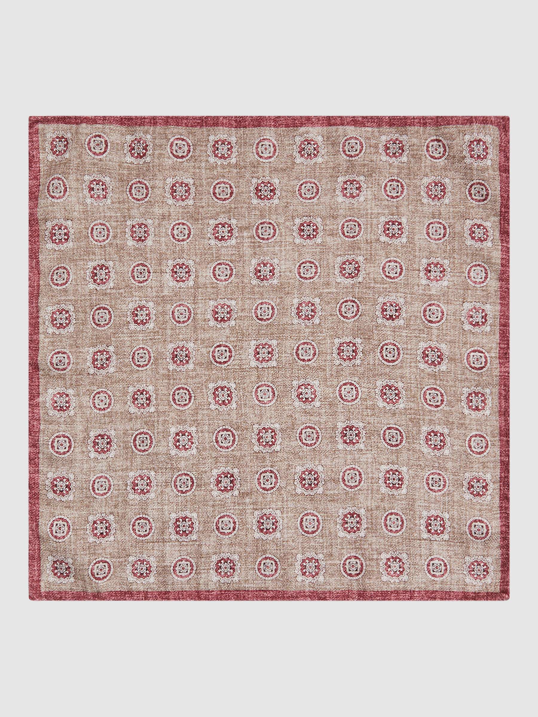 Buy Reiss Tindari Small Medallion Print Silk Handkerchief, Oatmeal/Rose Online at johnlewis.com