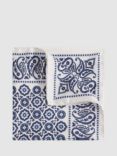Reiss Domenico Silk Paisley Print Pocket Square, Blue/Multi