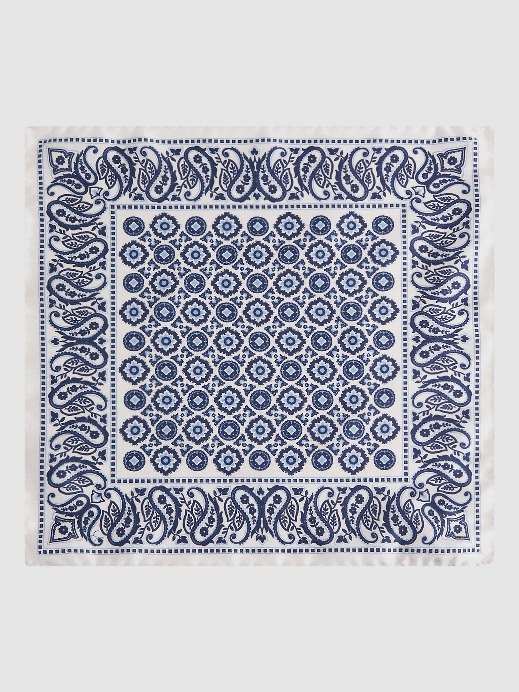 Buy Reiss Domenico Silk Paisley Print Pocket Square, Blue/Multi Online at johnlewis.com