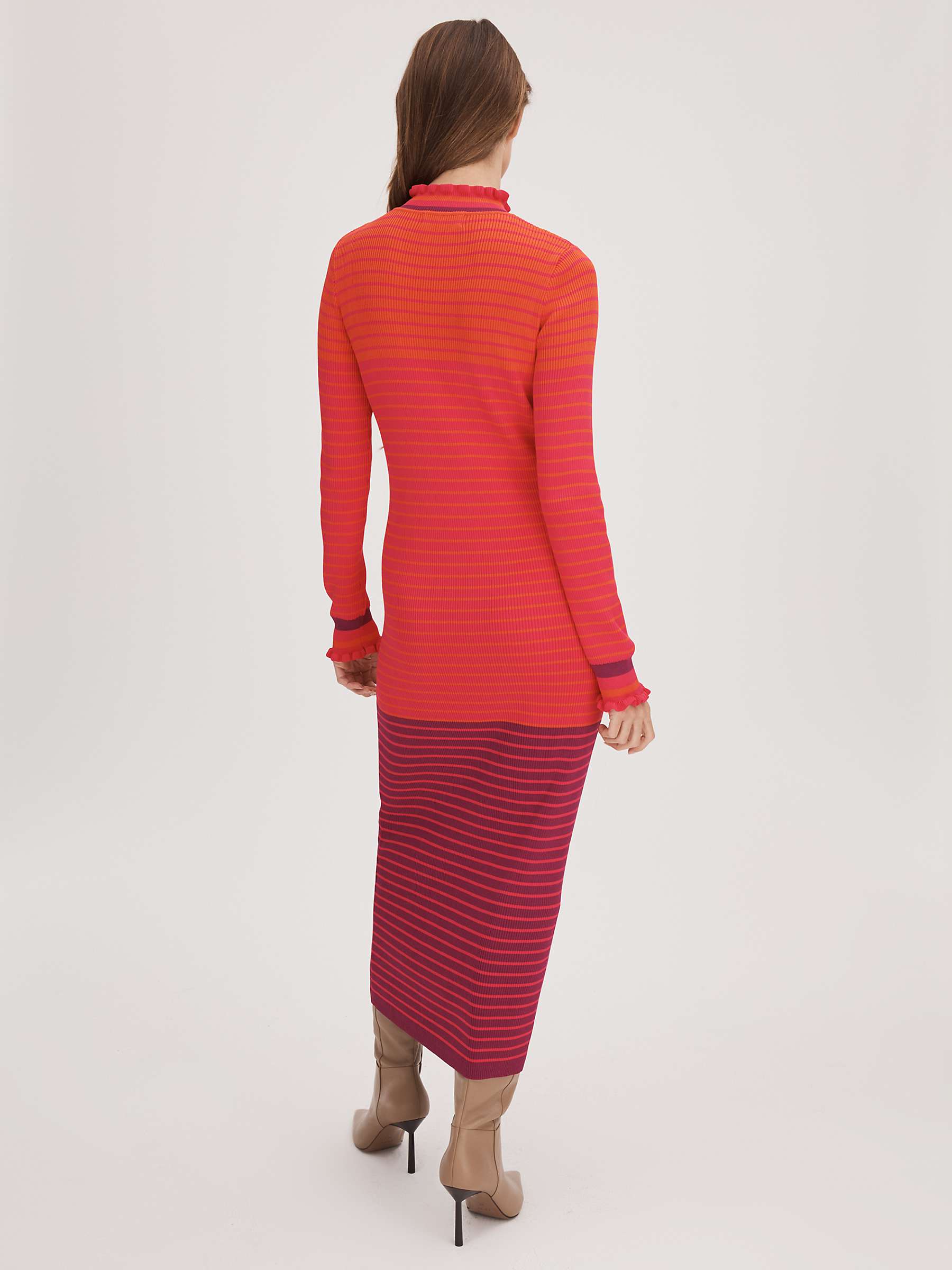 Buy FLORERE Frill Detail Stripe Midi Dress, Multi Online at johnlewis.com